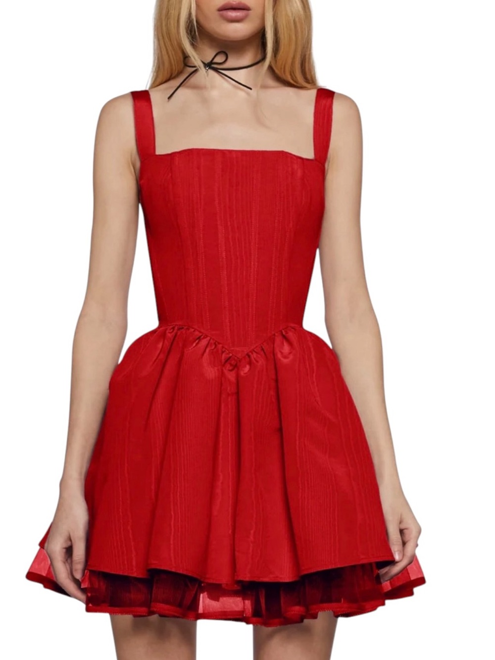 NWT Sugar Thrillz Magic Moves Corset Dress Red Taffeta Mini Coquette M